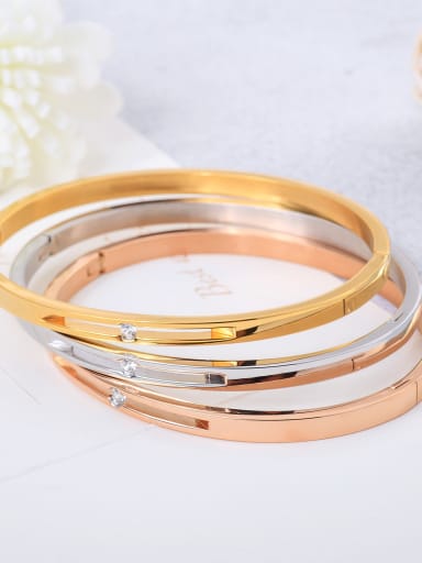Stainless Steel With Zirconia in minimalist style Bangles
