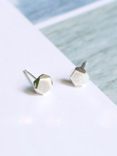 Simple Tiny Geometrical Silver Stud Earrings