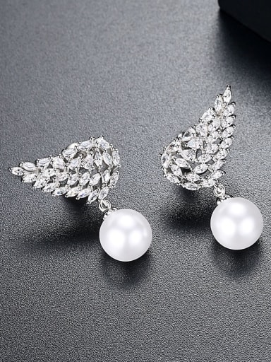 Fashion AAA zircon wings imitation pearl new Earrings