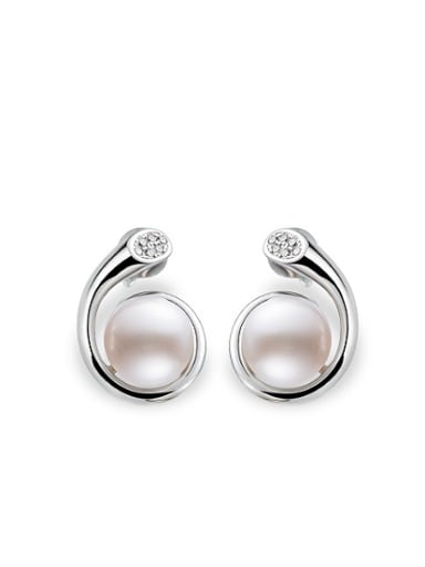 Six-shaped Freshwater Pearl stud Earring