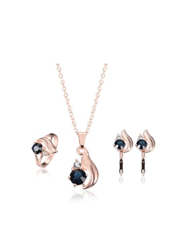 Alloy Rose Gold Plated Fashion Stones Three Pieces Jewelry Set