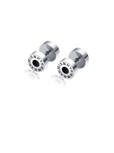 Stainless Steel With Platinum Plated Punk Monogrammed Stud Earrings