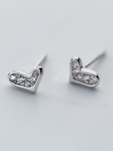 Elegant Heart Shaped Rhinestone S925 Silver Stud Earrings