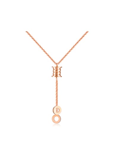 Fashion Geometrical Rose Gold Plated Titanium Necklace