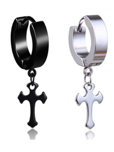 Stainless Steel With Black Gun Plated Fashion Cross Earrings