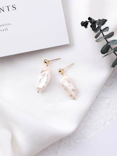 Alloy With Gold Plated Personality Imitation Pearl Geometric Earrings
