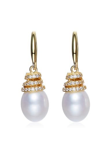 Elegant Freshwater Pearl Cubic Zirconias 925 Silver Earrings