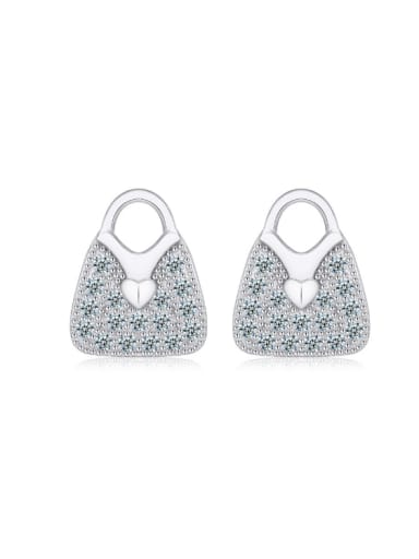 Fashion Silver Hand Bag-shape Stud Earrings