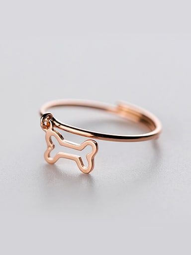 Elegant Hollow Bone Shaped Rose Gold Plated Silver Ring