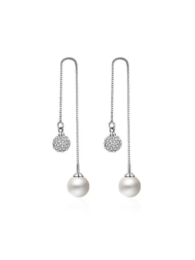 Fashion Shiny Ball Imitation Pearl Copper Line Earrings
