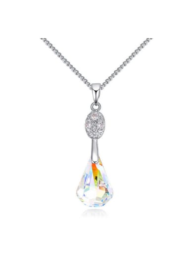 Simple Water Drop austrian Crystals Pendant Platinum Plated Necklace