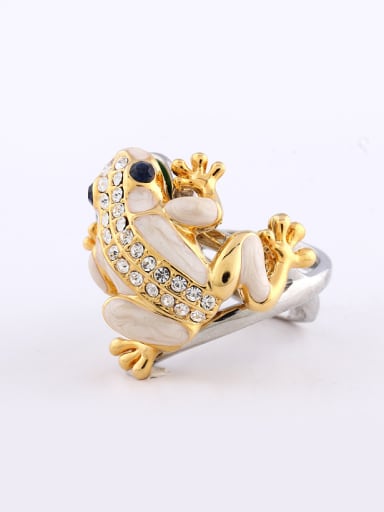 Personalized Shell Rhinestones Frog Double Color Plated Alloy Ring