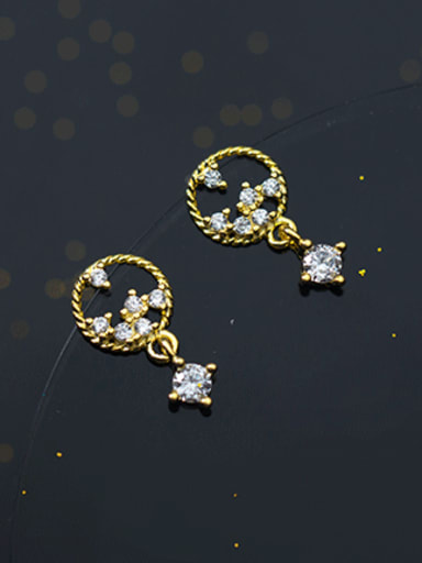 Elegant Gold Plated S925 Silver Rhinestone Drop Earrings
