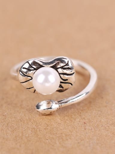 2018 Freshwater Pearl Silver Opening Ring