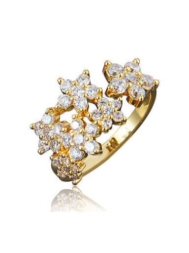 Shimmering 18K Gold Plated Flower Shaped Zircon Ring