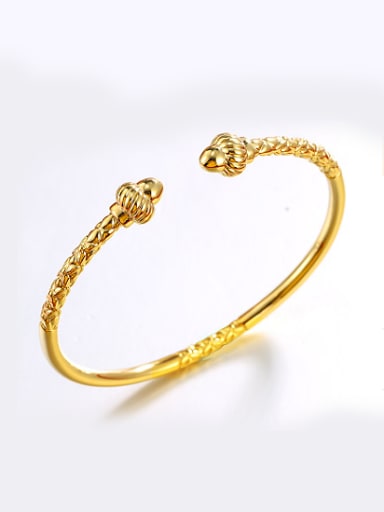 Copper Alloy 24K Gold Plated Vintage style Opening Bangle