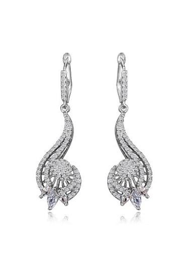 Exquisite White Gold Plated Zircon Copper Drop Earrings