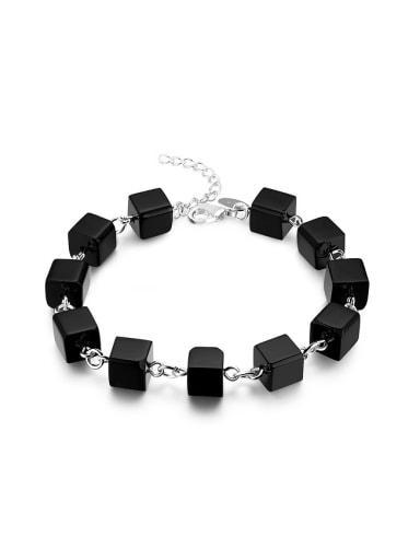 Personalized Cubic Black Carnelian Copper Bracelet