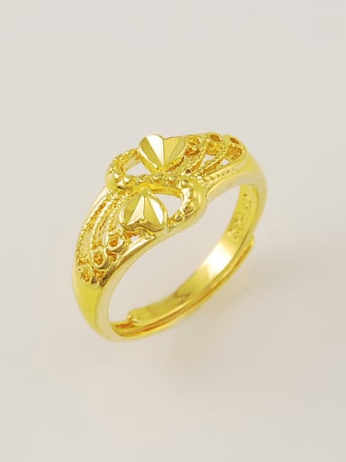 Creative 24K Gold Plated Double Heart Design Ring