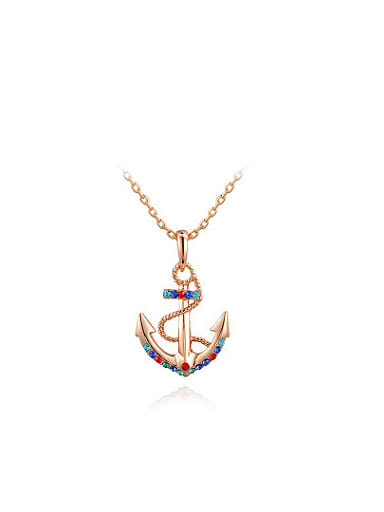 Multi-color Austria Crystal Anchor Shaped Necklace
