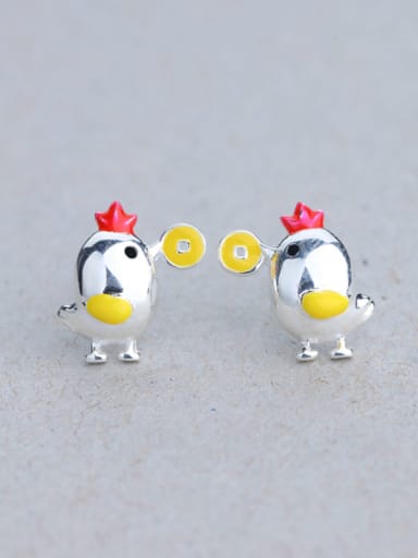 Personalized Little Chick 925 Silver Stud Earrings