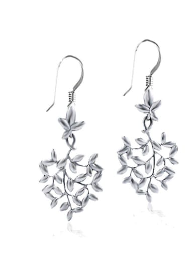 Silver Plated Leaves-shape Fashion Drop Earrings