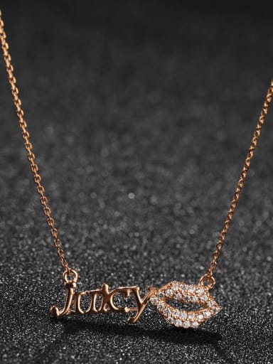 925 Sterling Silver With Gold Plated Cute Monogrammed  Lips Necklaces