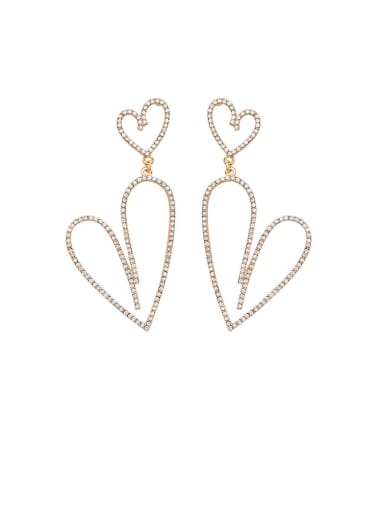 Alloy With Rose Gold Plated Simplistic Heart Chandelier Earrings