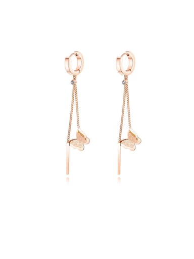 Stainless Steel With Rose Gold Plated Simplistic Butterfly Threader Earrings