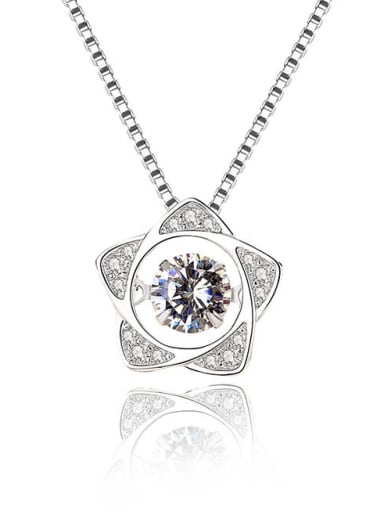 Fashion Shiny Cubic Rotatable Zircon-accented Flowery 925 Silver Pendant