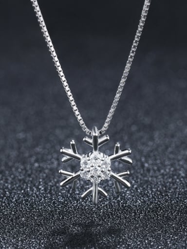 925 Sterling Silver With Platinum Plated Personality Snowflake Necklaces
