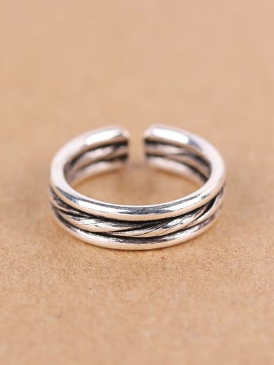 Simple Three-layer Silver Opening Ring