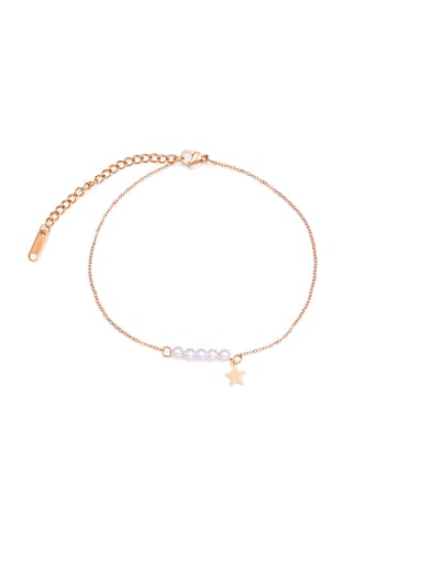 Titanium With Rose Gold Plated Simplistic Round Anklets