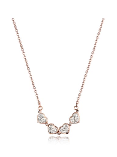 Love Heart Rose Gold Titanium Steel Necklace