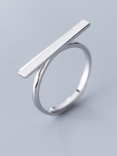 925 Sterling Silver With Platinum Plated Simplistic One word  Free Size  Rings