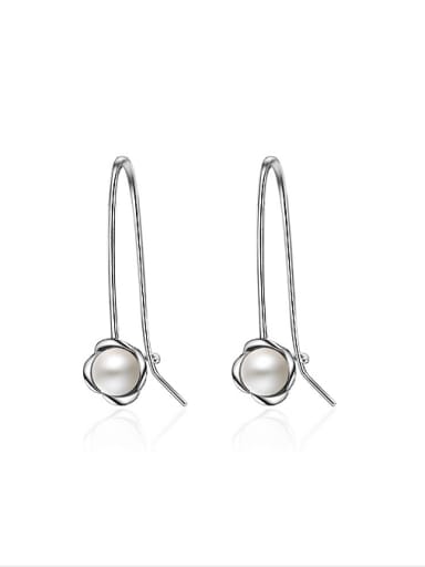 Simple White Imitation Pearl Copper Earring