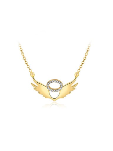 Women Delicate Wing Shaped Rhinestone Necklace