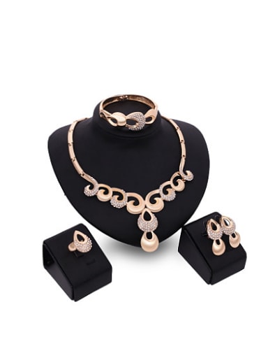 new 2018 2018 2018 2018 2018 2018 Alloy Imitation-gold Plated Vintage style Rhinestones Four Pieces Jewelry Set