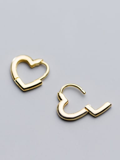 925 Sterling Silver With Gold Plated Simplistic Heart Clip On Earrings