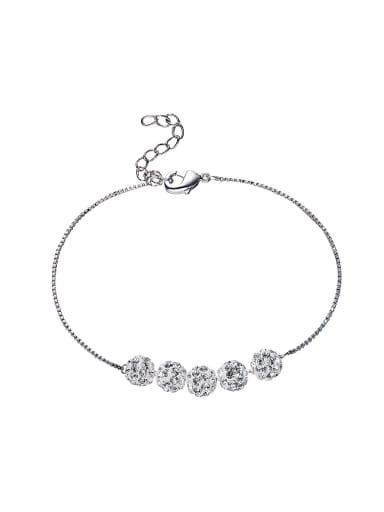 Simple Zircon-studded Beads Platinum Plated Bracelet
