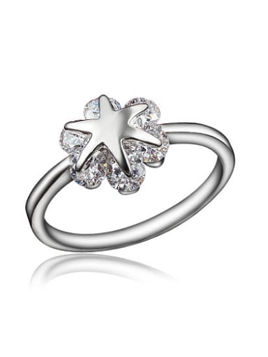Creative Platinum Plated Star Shaped Zircon Ring