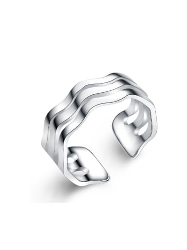 Hollow Wave Three Layer Opening Ring