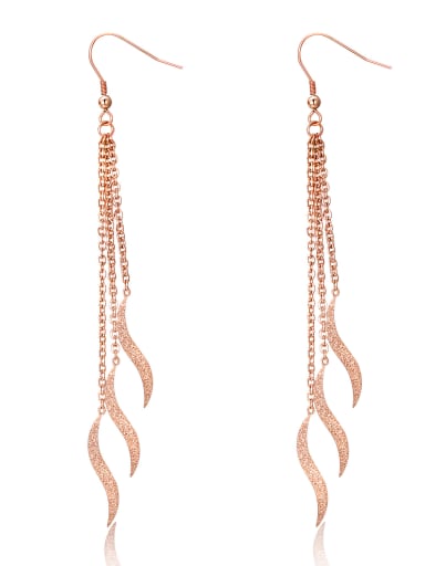 Stainless Steel With Rose Gold Plated Fashion frosted wave Earrings