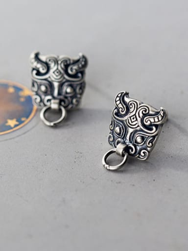 925 Sterling Silver With Antique Silver Plated  Zodiac Cattle Stud Earrings