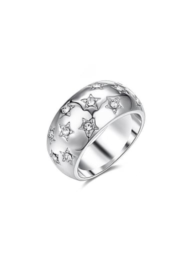 Trendy White Gold Plated Star Shaped Rhinestones Ring