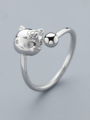 Simple Little Hello Kitty 925 Silver Opening Ring