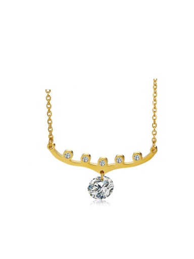 Fashionable Gold Plated Geometric Shaped Zircon Necklace