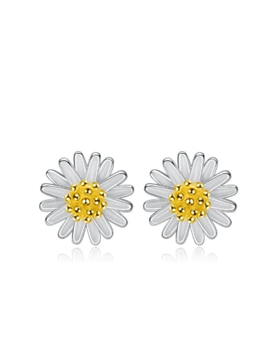 Smaal Daisy Flower Silver Stud Earrings