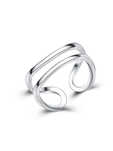 Creative Double Lines Smooth Silver Opening Ring