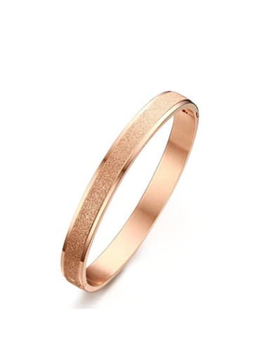 Trendy Rose Gold Plated Frosted Titanium Bangle